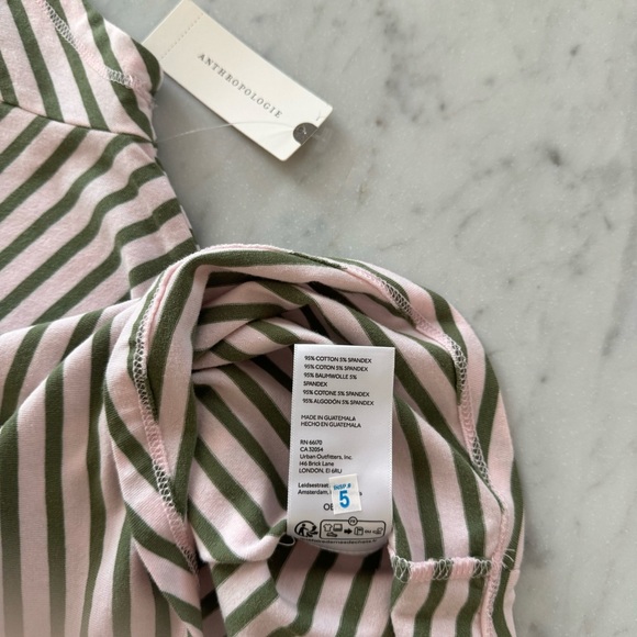 Pilcro Anthropologie XXS Short Sleeve Baby Tee NWT Green Striped Cozy Cotton - Picture 6 of 8